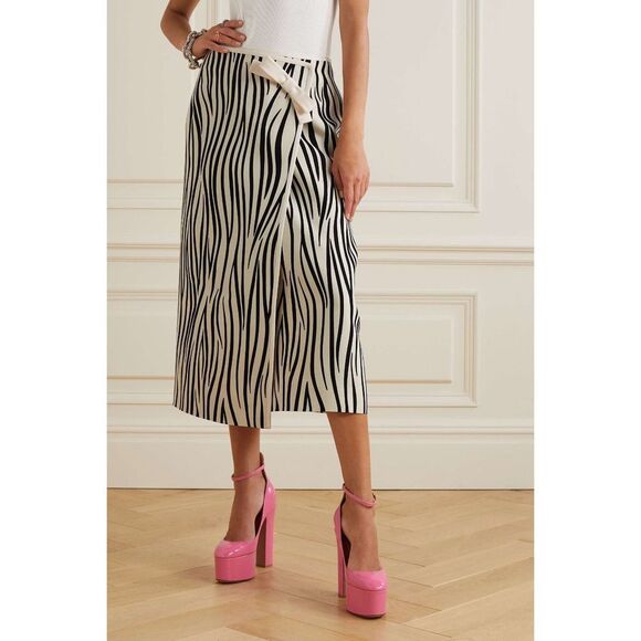 VALENTINO GARAVANI Zebra Print Wool Blend Midi Wrap Skirt NWOT‎ Sz IT 46/US 10 - Picture 1 of 6